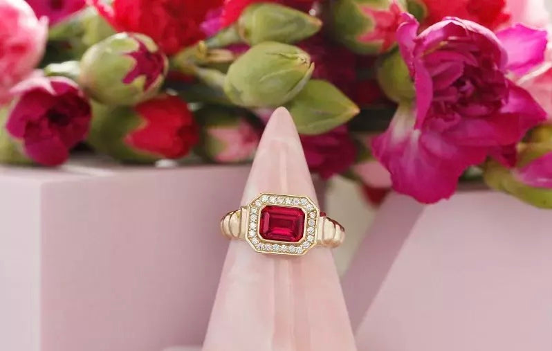 Zlatý prsteň s červeným zirkónom - Ruby Éclat