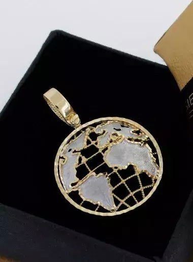 Zlatý prívesok okrúhly dvojfarebný glóbus mapa