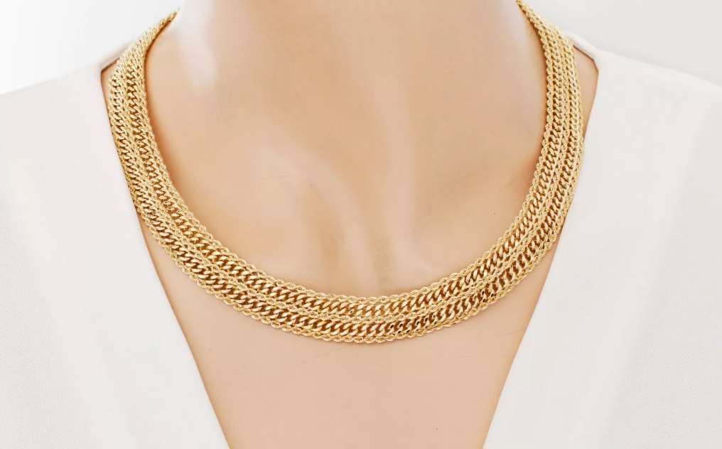 Zlatý set – široká retiazka a náramok v elegantnom vzore