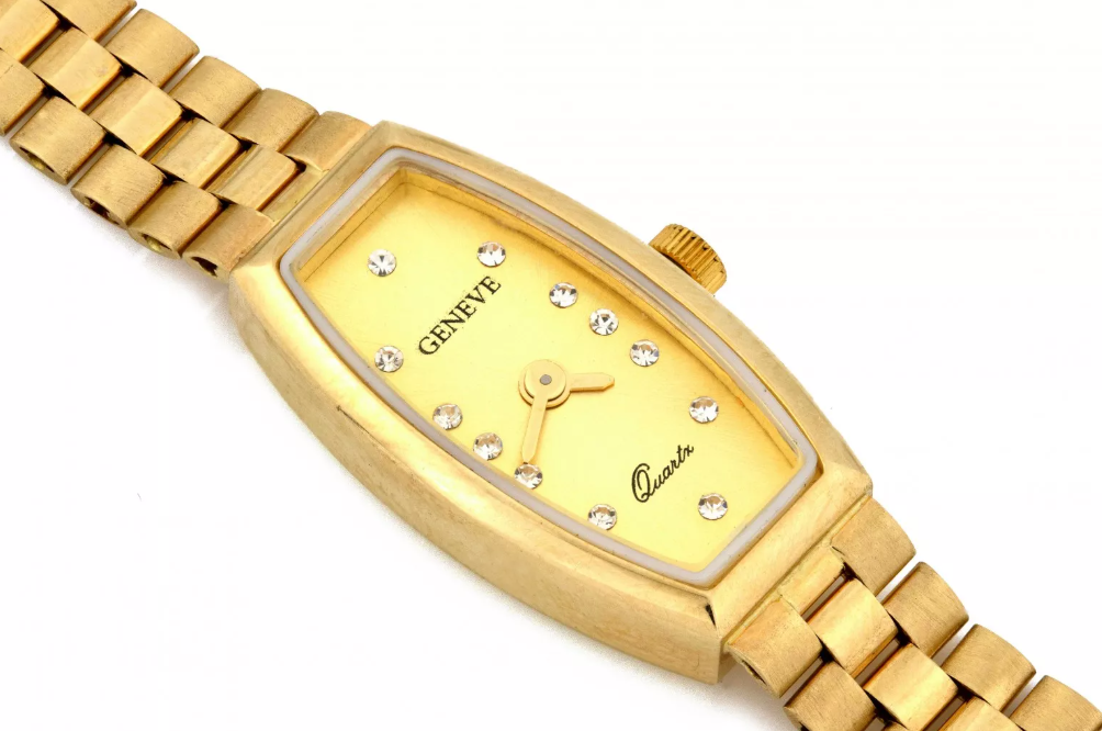 Dámske hodinky zo 14K zlata so zirkónmi Geneve Quartz