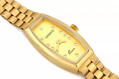 Dámske hodinky zo 14K zlata so zirkónmi Geneve Quartz