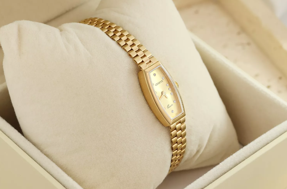 Dámske hodinky zo 14K zlata so zirkónmi Geneve Quartz