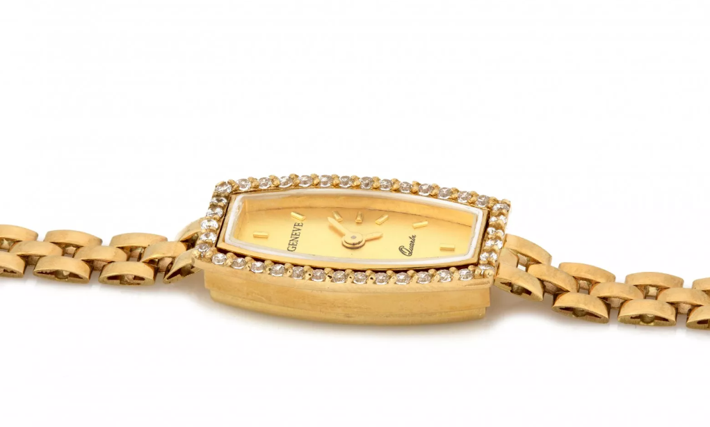 Dámske hodinky zo 14K zlata so zirkónmi Geneve