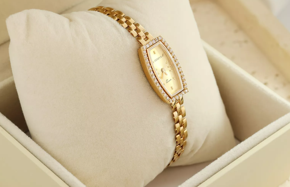 Dámske hodinky zo 14K zlata so zirkónmi Geneve