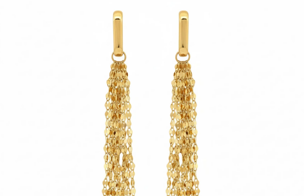 Zlaté visiace náušnice Golden Tassel