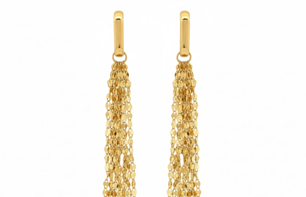 Zlaté visiace náušnice Golden Tassel