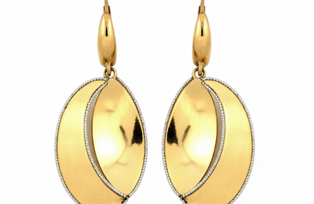 Zlaté visiace náušnice Oval Duo