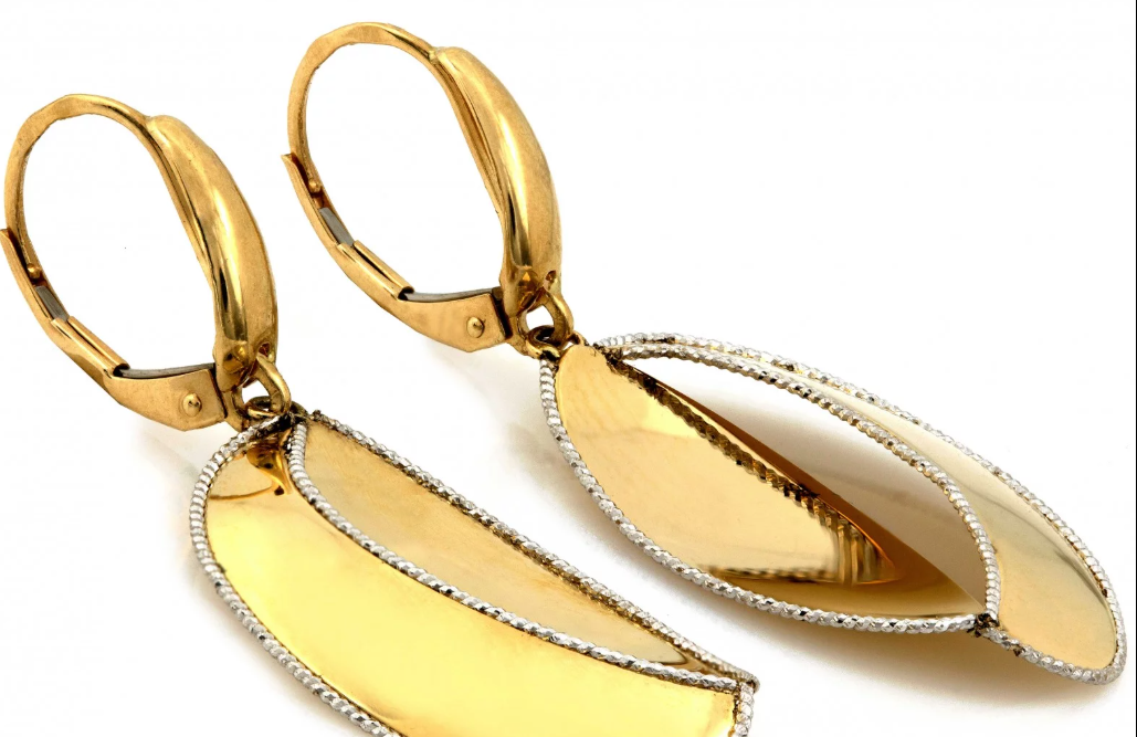 Zlaté visiace náušnice Oval Duo