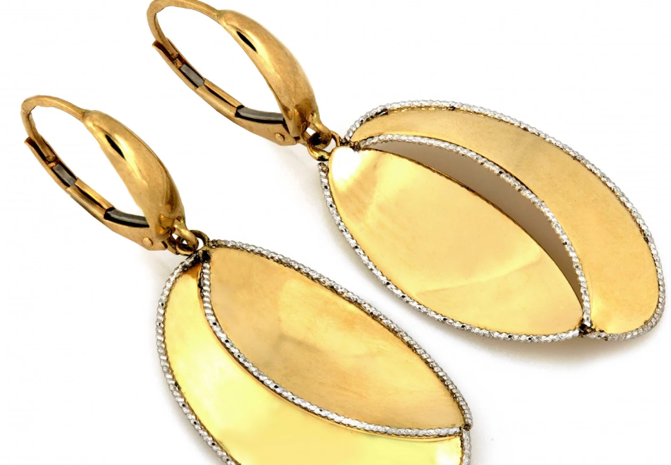 Zlaté visiace náušnice Oval Duo