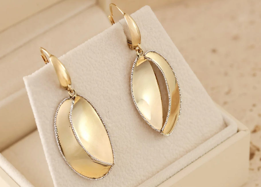 Zlaté visiace náušnice Oval Duo