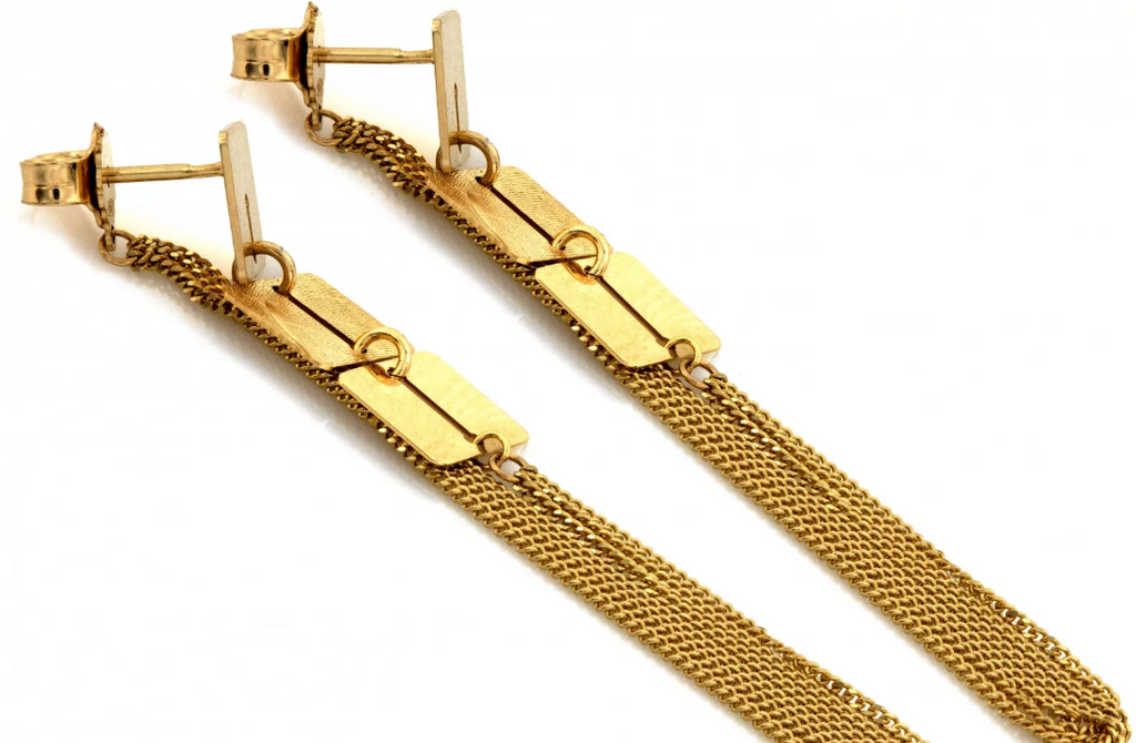Zlaté visacie náušnice - Golden Cascade Tiles Earrings