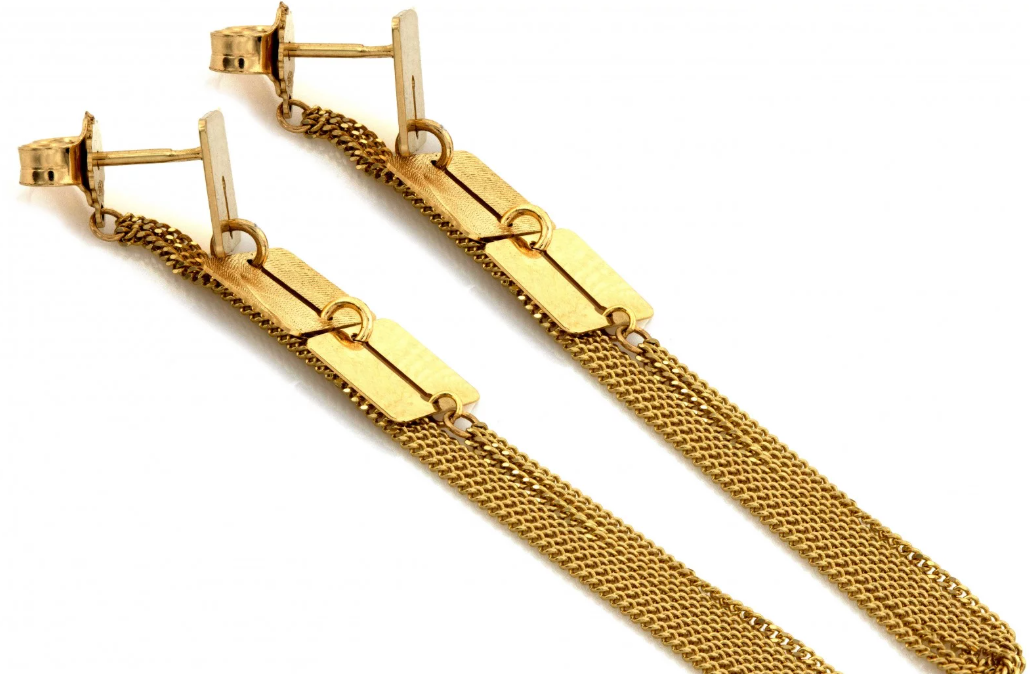 Zlaté visacie náušnice - Golden Cascade Tiles Earrings