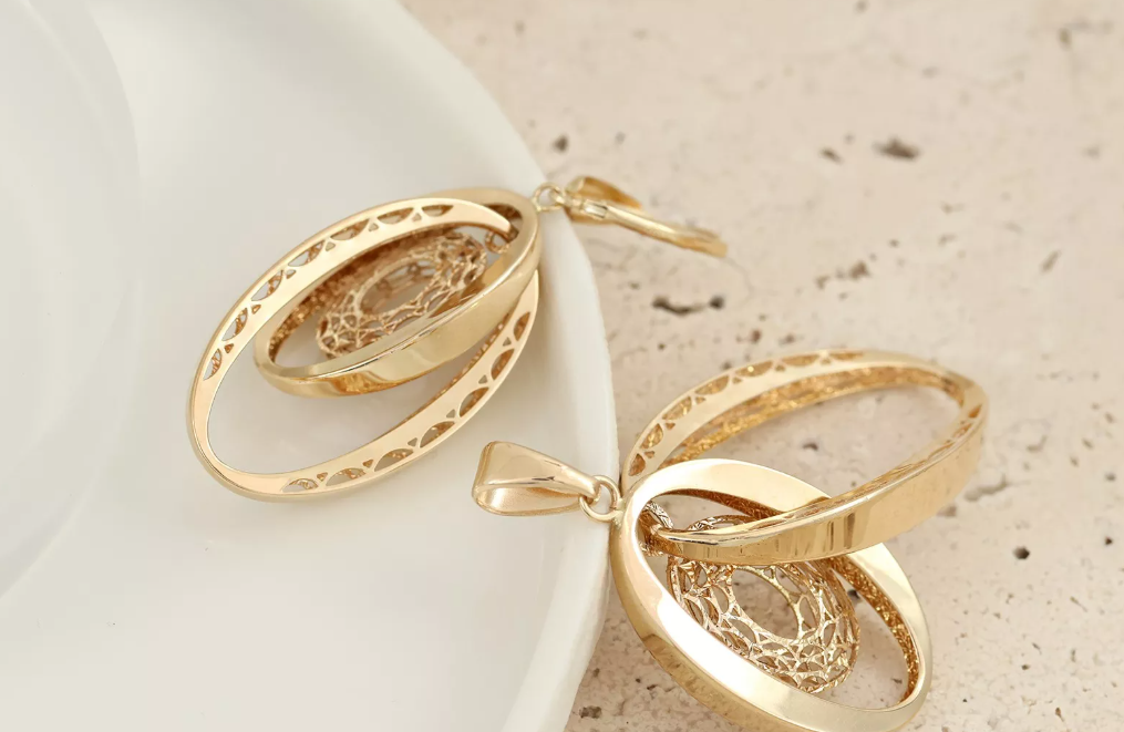 Luxusné zlaté náušnice - Golden Orbit Luxe