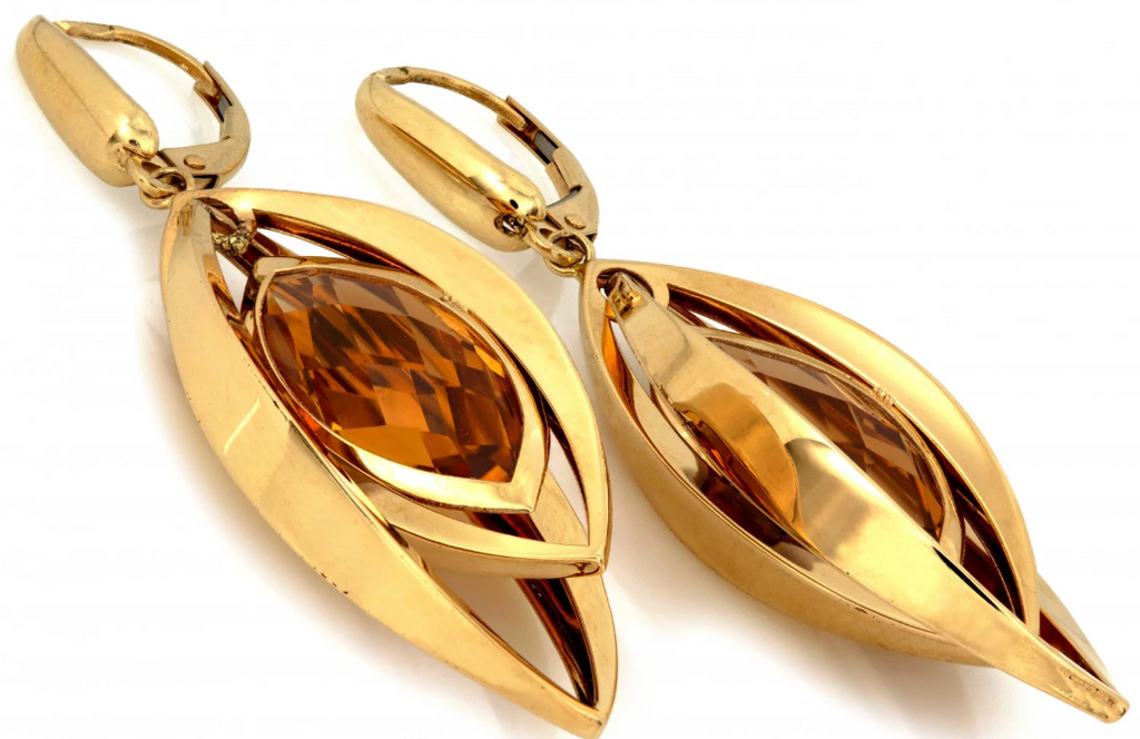 Dizajnové náušnice - Golden Amber Icon