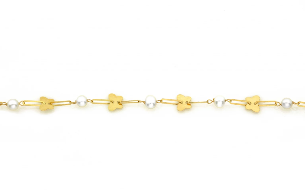 Zlatý náhrdelník - Butterfly Pearl Chain