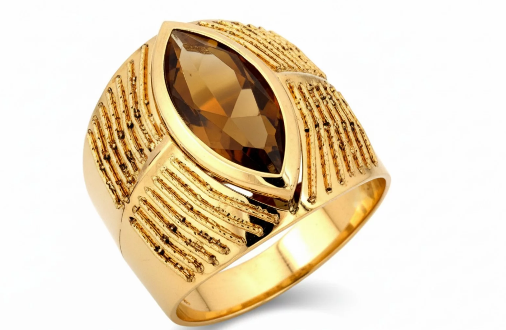 Zlatý dizajnový prsteň so zirkónom – Amber Empress Ring