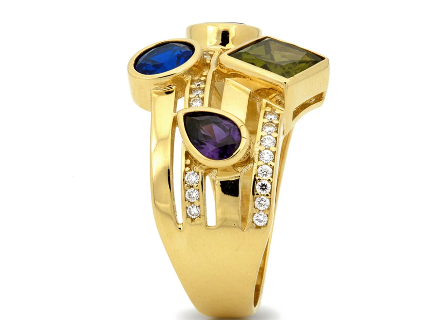Zlatý dizajnový prsteň so zirkónmi – Celestial Cross Ring