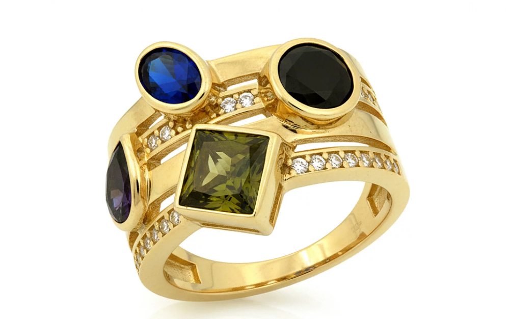 Zlatý dizajnový prsteň so zirkónmi – Celestial Cross Ring