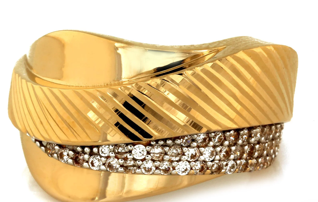 Masívny zlatý prsteň so zirkónmi – Golden Lumi?re Ring