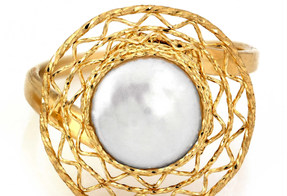 Zlatý prsteň s perleťou – Golden Aura Pearl Ring