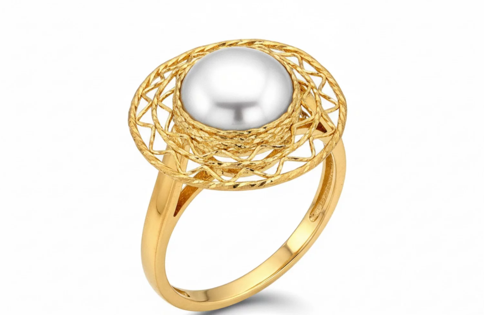 Zlatý prsteň s perleťou – Golden Aura Pearl Ring