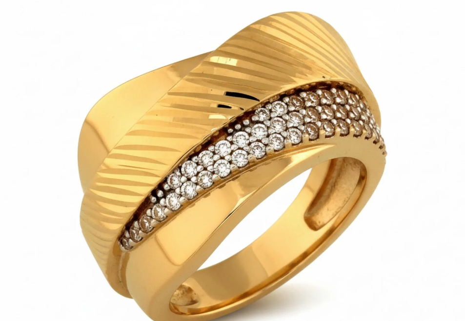 Masívny zlatý prsteň so zirkónmi – Golden Lumi?re Ring