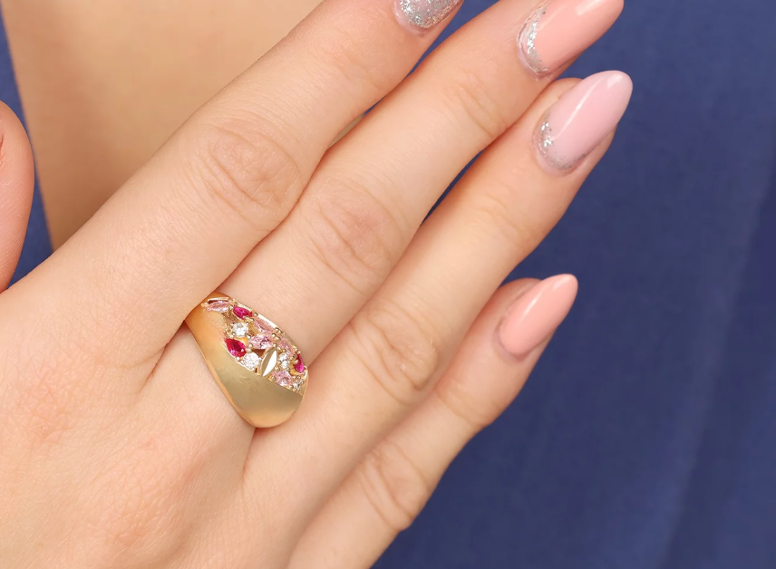 Zlatý dizajnový prsteň so zirkónmi – Rosé Harmony Ring