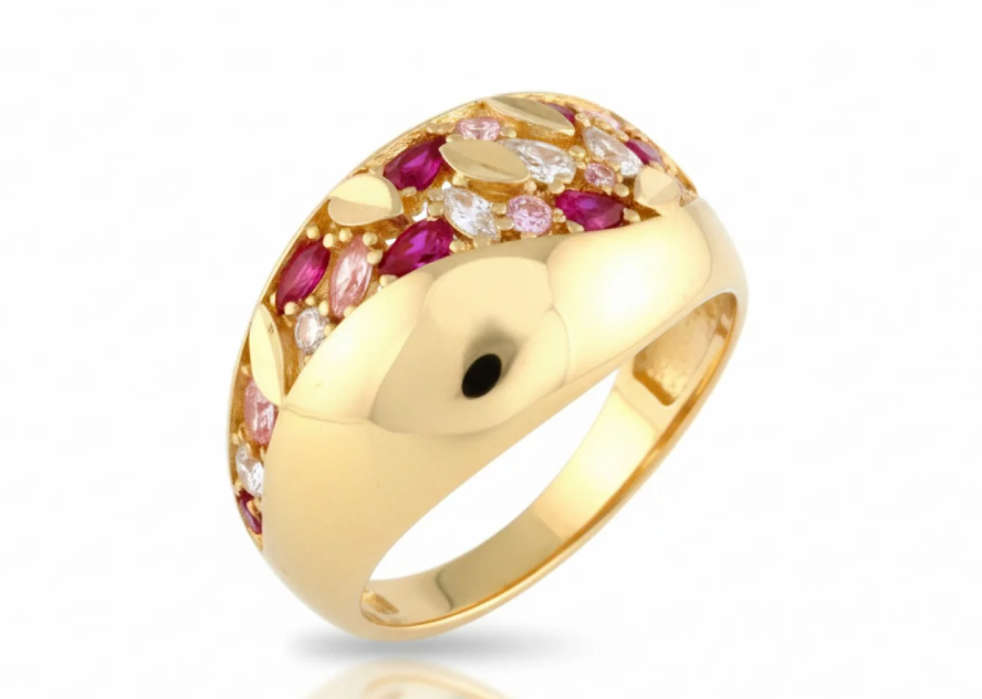Zlatý dizajnový prsteň so zirkónmi – Rosé Harmony Ring