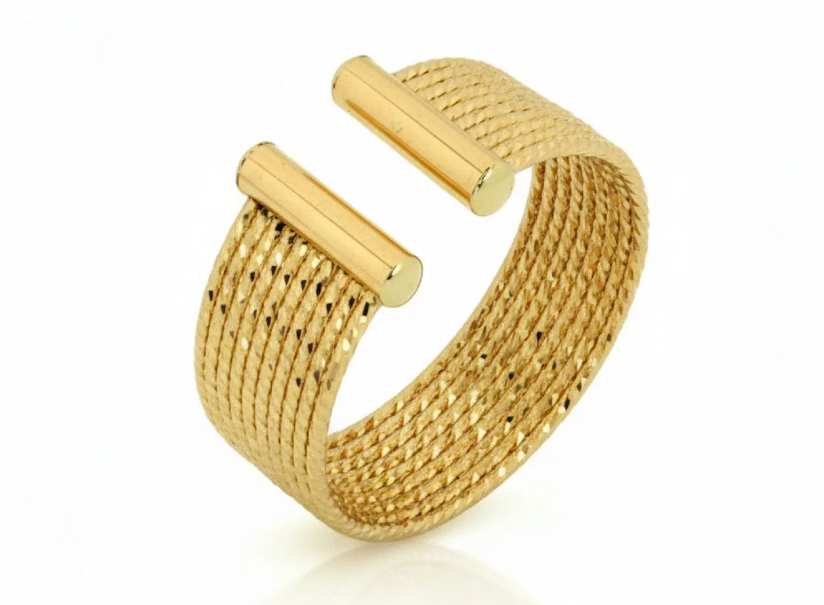Zlatý dizajnový prsteň – Textured Gold Band Ring